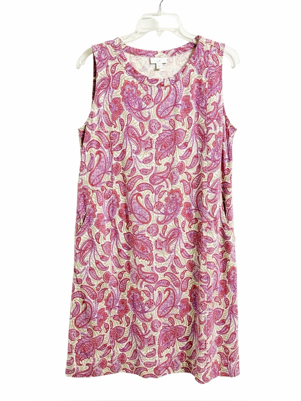 J. Jill Paisley Cotton Modal Shift Dress Womens M Pockets Stretch Soft Comfy